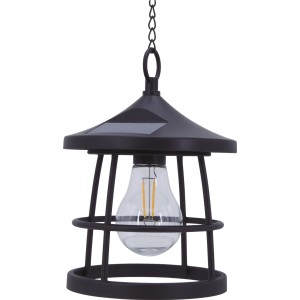 Schwarze LED Solar Pendelleuchte Melfi, Ø 15 cm, mit Kette zum Aufhängen. Solar-Laterne für Garten und Balkon.