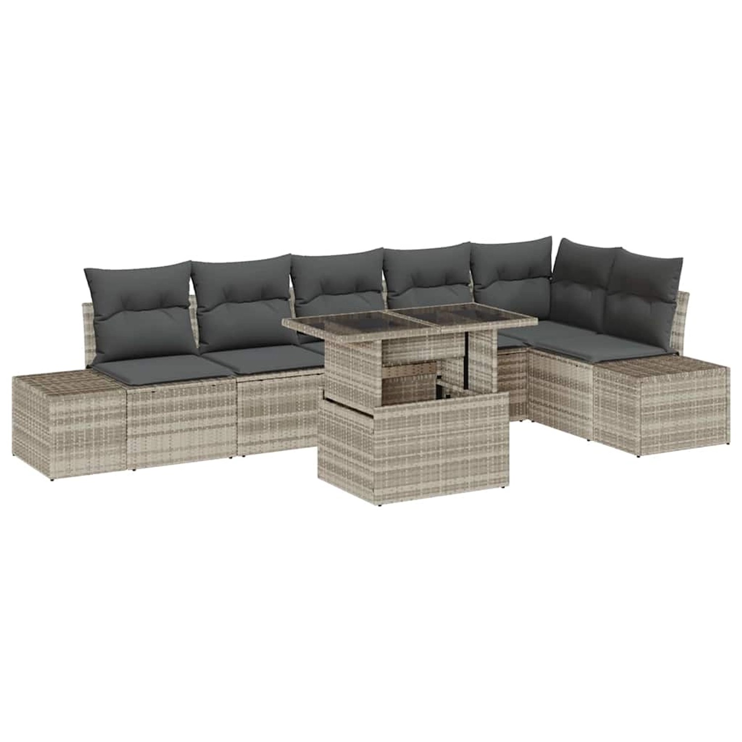 vidaXL Garten-Sofa-Set mit Speicher 7-Tlg Hellgrau Poly Rattan 3357935 günstig online kaufen