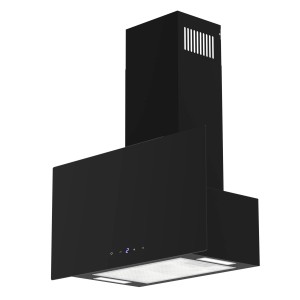 Respekta Dunstabzugshaube Lio, Kopffrei, 93 cm, Schwarz. Flachschirmhaube mit LED-Beleuchtung.