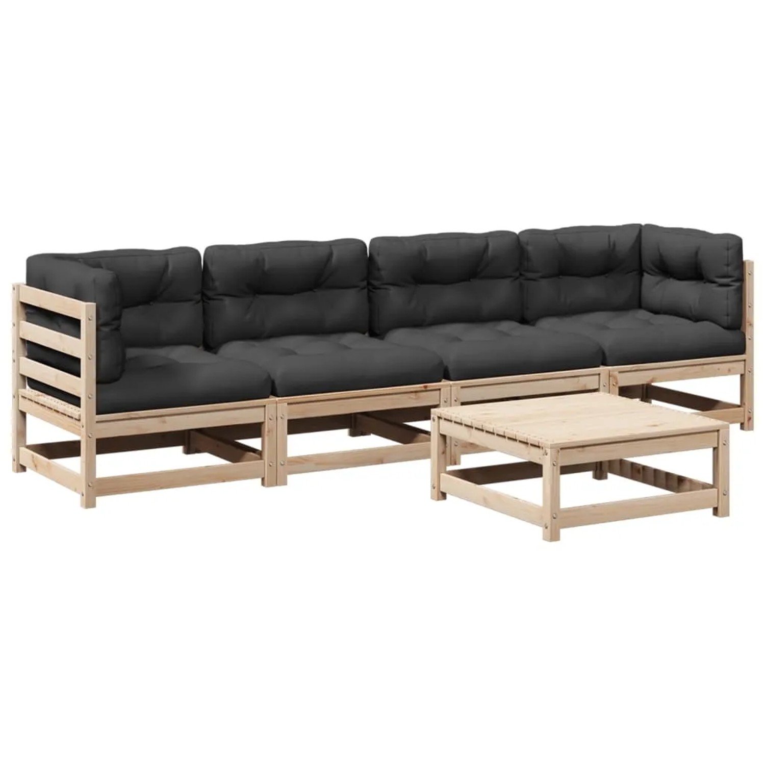 vidaXL 5-Tlg Garten-Sofagarnitur mit Kissen Massivholz Kiefer 3299275 günstig online kaufen