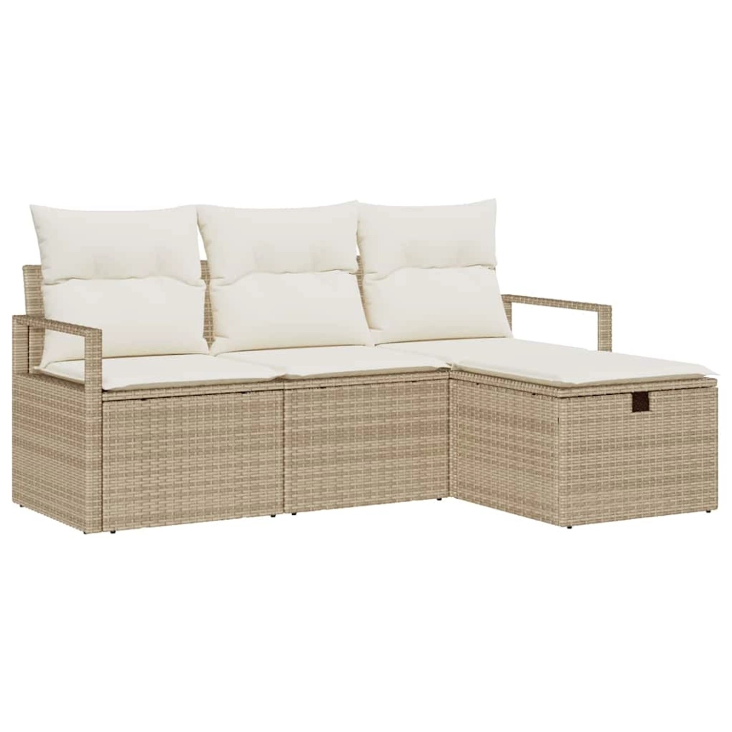 vidaXL Garten-Sofa-Set mit Kissen mit Speicher 4-Tlg Beige Poly Rattan 3360 günstig online kaufen