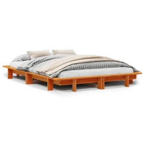 vidaXL Massivholzbett ohne Matratze Wachsbraun 120x200 cm Kiefernholz 850664