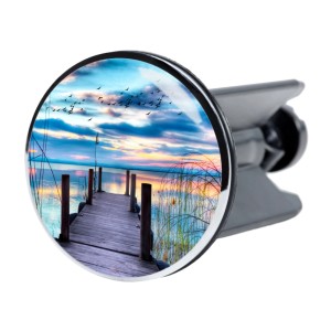 Sanilo Waschbeckenstöpsel Sunset mit Steg-Motiv und Sonnenuntergang.