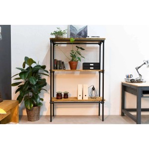 Regal mit Stahlrohr-Befestigungsringen in Schwarz matt, ideal für DIY Möbel im Industrial Style.