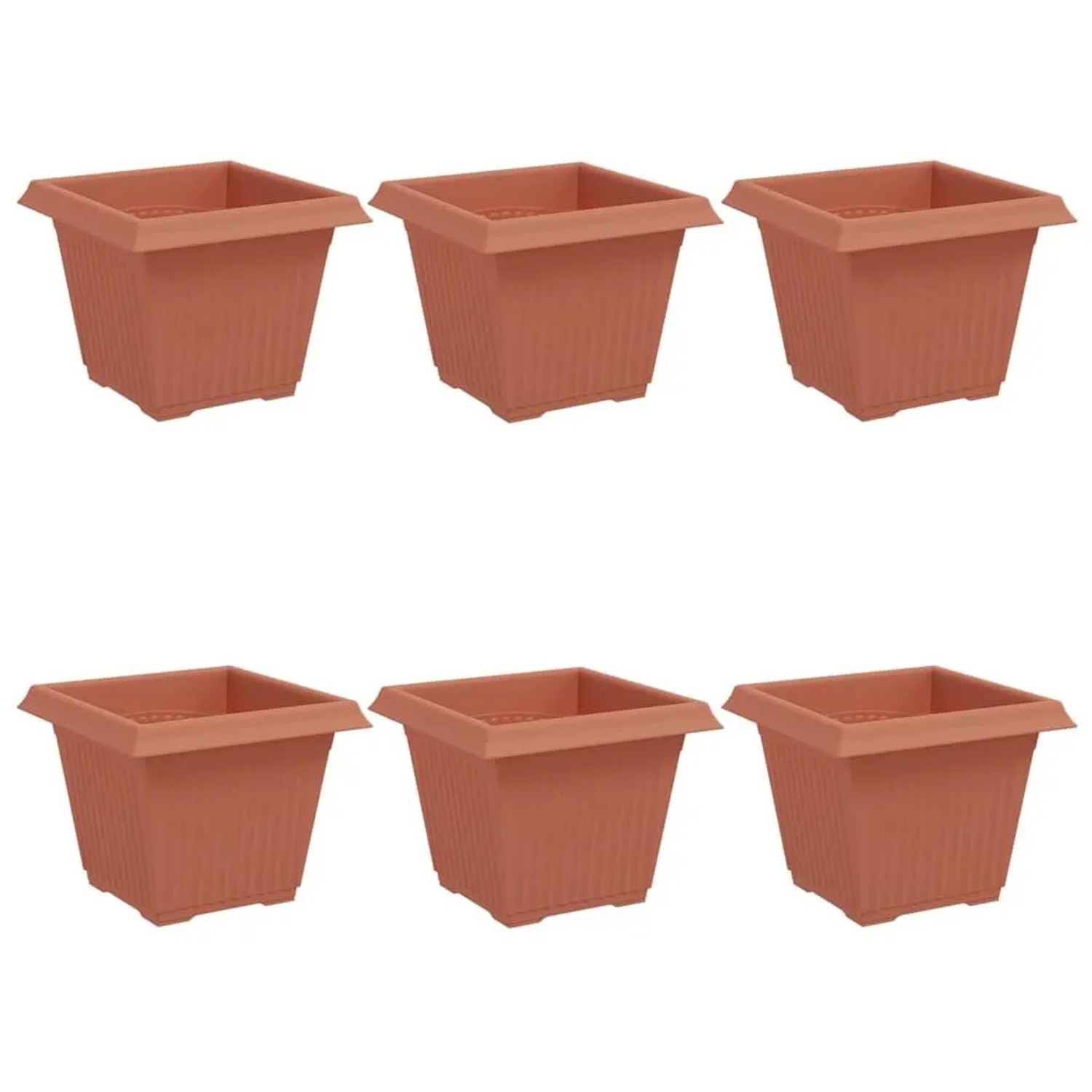 vidaXL Quadratischer Blumentopf 6 Stk Ziegelrot 33 x 33 x 26 cm 42020331