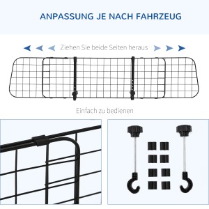 Verstellbares PawHut Hundeschutzgitter Universal für den sicheren Transport im Auto.
