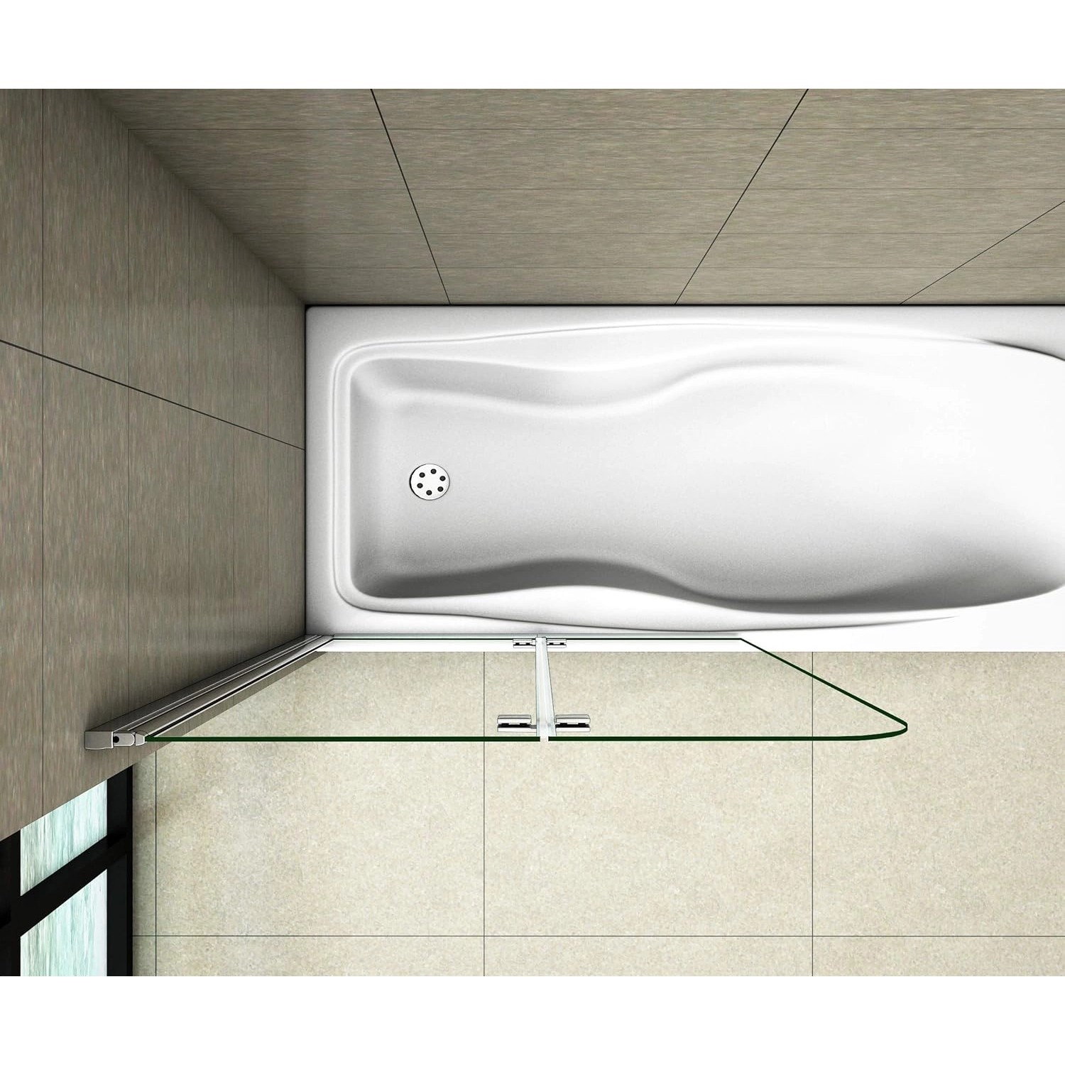 Duschparadies Badewannenaufsatz Badewannenfaltwand 90x140cm Duschabtrennung Duschwand 6mm Nano Glas Dusche_7