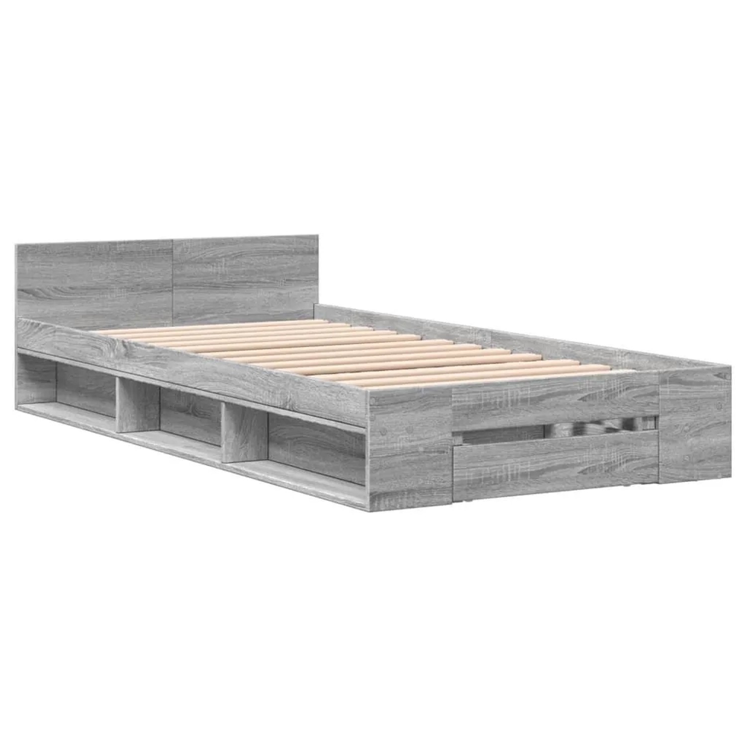 vidaXL Bettgestell mit Schublade Grau Sonoma 90x200 cm Holzwerkstoff 328080 günstig online kaufen