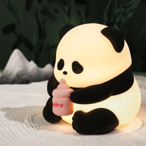 X4-Life LED-Nachtlicht Panda mit Fläschchen, warmweiß & RGB, Touch-Steuerung.