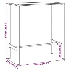 Schwarzer vidaXL Bartisch, 100x50x110 cm, aus pulverbeschichtetem Stahl für Garten und Indoor.