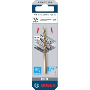 Bosch Spiralbohrer Pro Stainless Steel, 1,5 mm, für Edelstahl. Metallbohrer in Bronze.