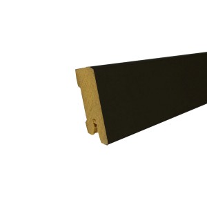 Schwarze Döllken Sockelleiste Cubica, 40x14x2400 mm, für einen sauberen Wandabschluss.