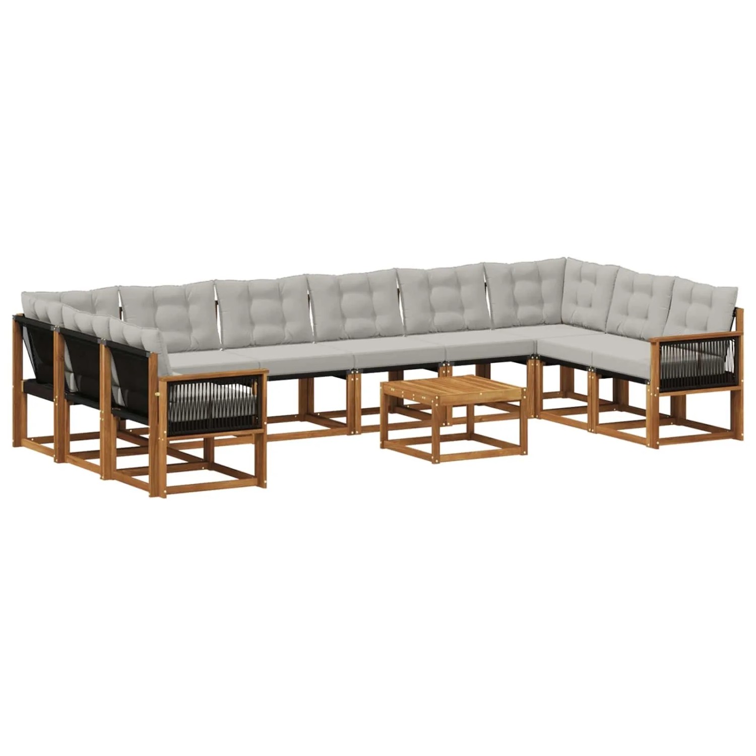 vidaXL Outdoor-Sofagarnitur mit Kissen 11 Stk Natur und Hellgrau 3382255