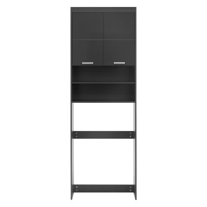 ML-Design Waschmaschinenschrank, dunkelgrau, mit 2 Türen und Fächern. Badezimmerschrank für mehr Stauraum.