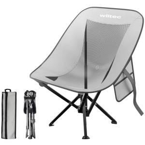 Wiltec Campingstuhl Faltbar Grau Schwarz 100Kg Klappstuhl Anglerstuhl Faltstuhl