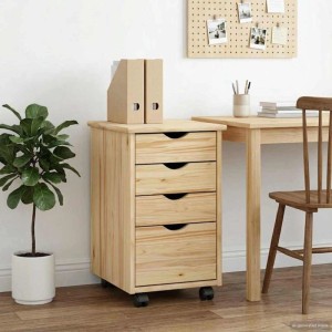 vidaXL Rollschrank Mit Rad Braun 34 x 39 x 56 cm Massives Kiefernholz 42032388
