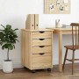 vidaXL Rollschrank Mit Rad Braun 34 x 39 x 56 cm Massives Kiefernholz 42032388_2