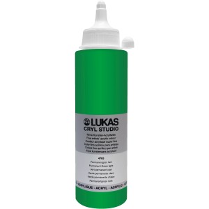 Lukas Cryl Studio Acrylfarbe, Permanentgrün hell, 250ml Flasche für Bastelfarben.
