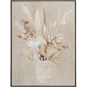 Leinwandbild Trockenblumen in Vase. Modernes Naturmotiv in Beige- und Brauntönen, ideal für Deko & Wohnaccessoires.