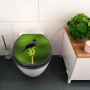 Anthrazit WC-Sitz mit Absenkautomatik und Vogelmotiv auf Tannenzweig.