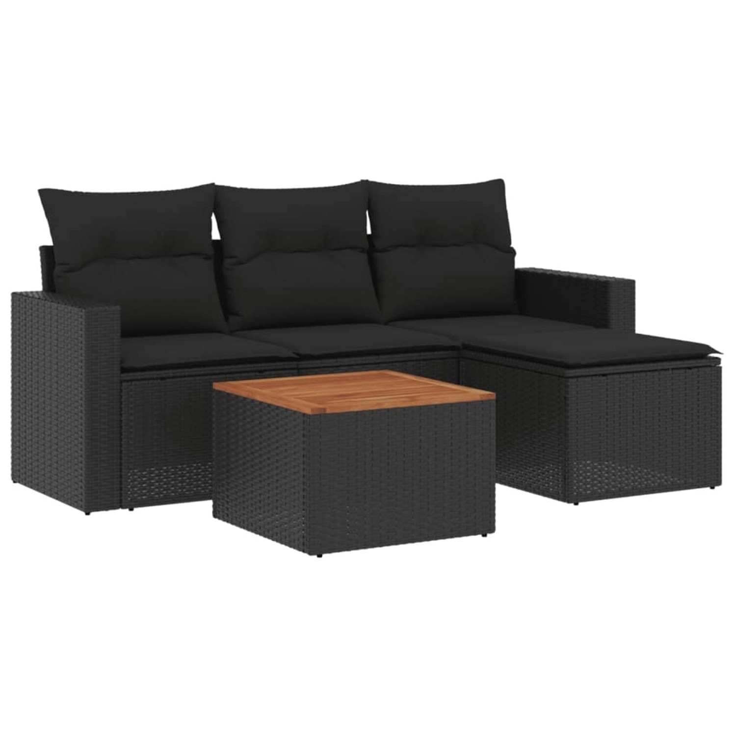 vidaXL 5-Tlg Garten-Sofagarnitur mit Kissen Schwarz Poly Rattan 3256419 günstig online kaufen