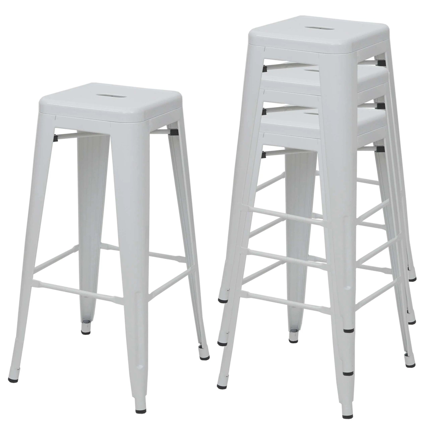 MCW Barhocker A73 Metall 4er-Set Weiß