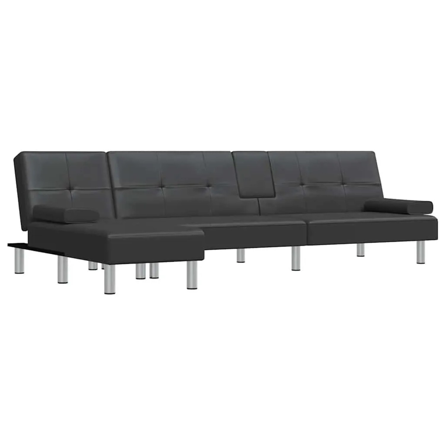 vidaXL Schlafsofa in L-Form Schwarz 255x140x70 cm Kunstleder 3157265 günstig online kaufen