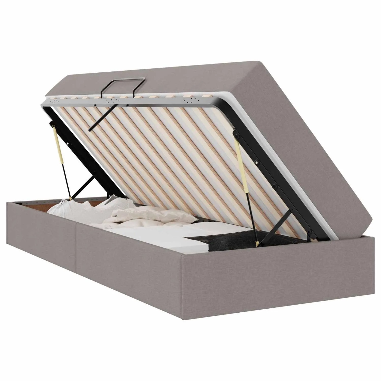 vidaXL Aufbewahrungsbett mit Matratze Taupe 90 x 200 cm Polyester 3399637