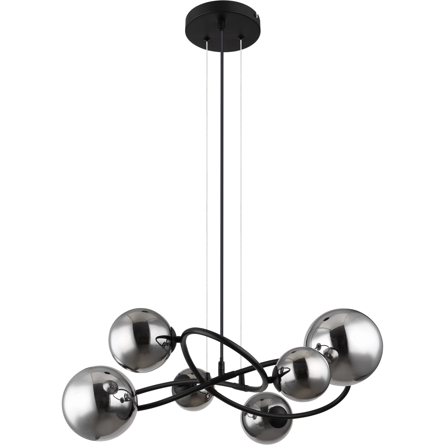 Globo LED-Pendelleuchte 6-flammig Riha Metall Schwarz Matt