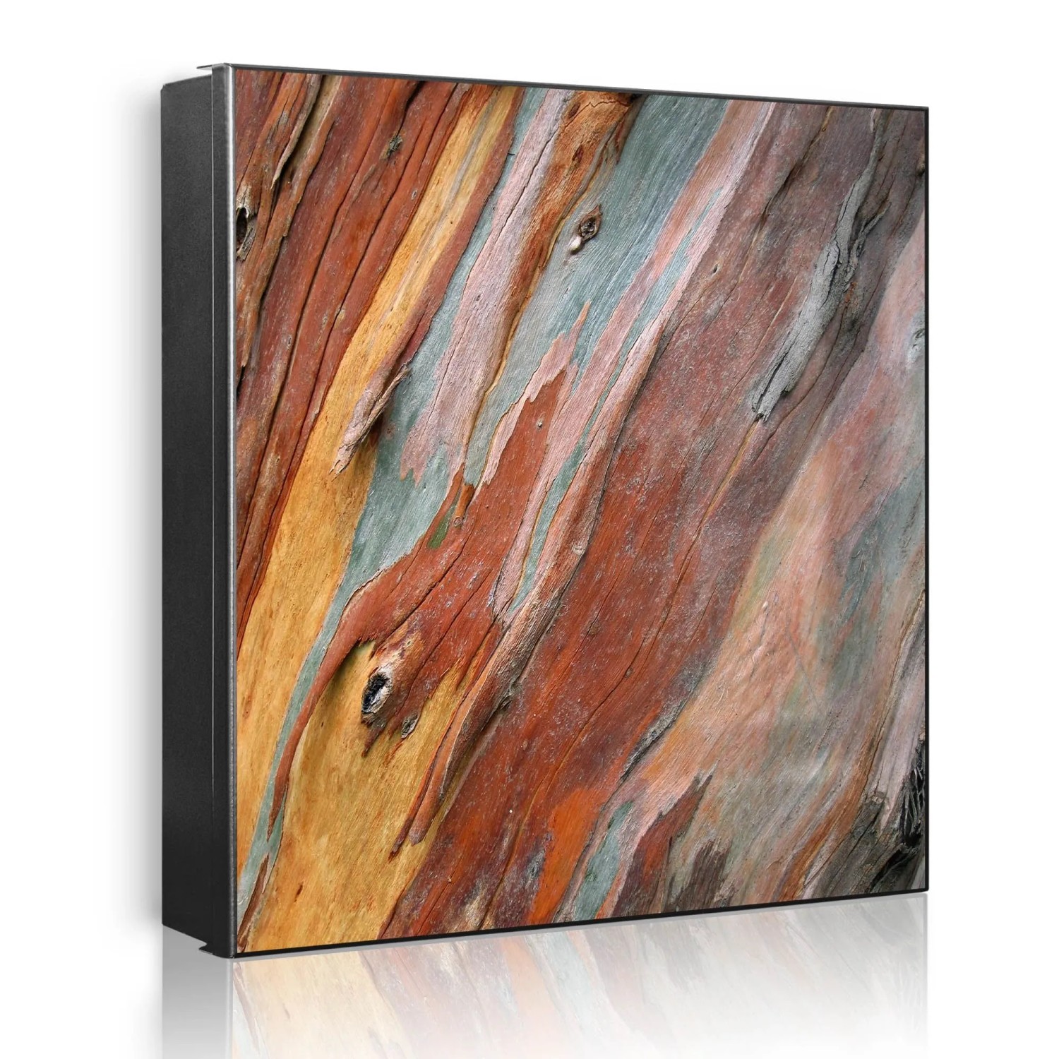 Banjado Großer Schlüsselkasten Metall 30x30cm Schwarz Scharnier Links 50 Haken Beschreibbar Magnetisch Motiv Coloured Wood