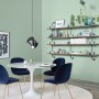 Esszimmer in Spa-Grün mit Schöner Wohnen Trendfarbe an der Wand. Farbtester für die Wandfarbe.