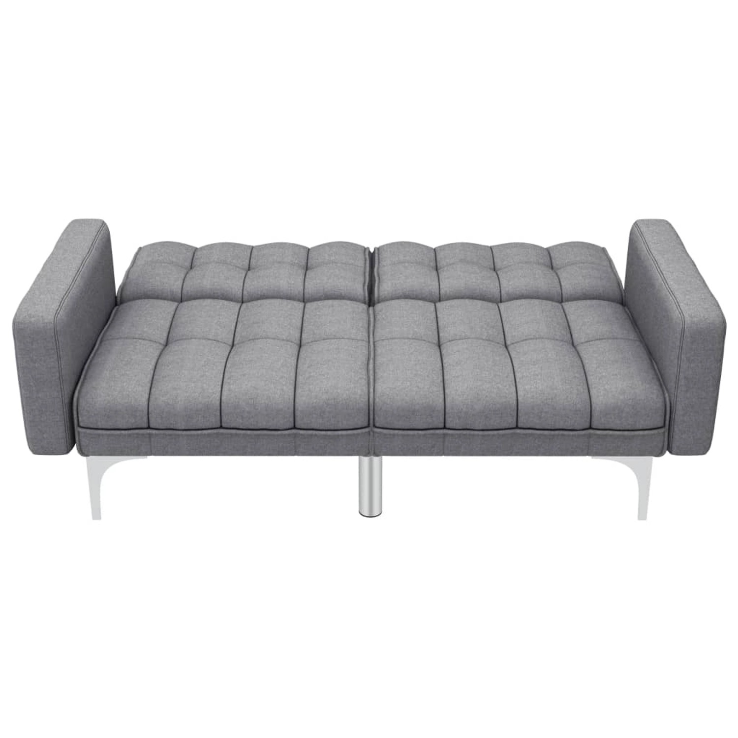 Hellgraues vidaXL Schlafsofa Modell 1 mit Stoffbezug und Metallbeinen.