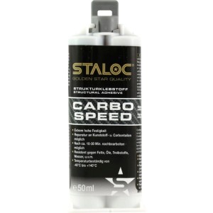 Staloc 2K-Kunststoffkleber Carbo Speed Schwarz 50ml. Dualkartusche mit Mischer für Carbon- & Kunststoffreparatur.