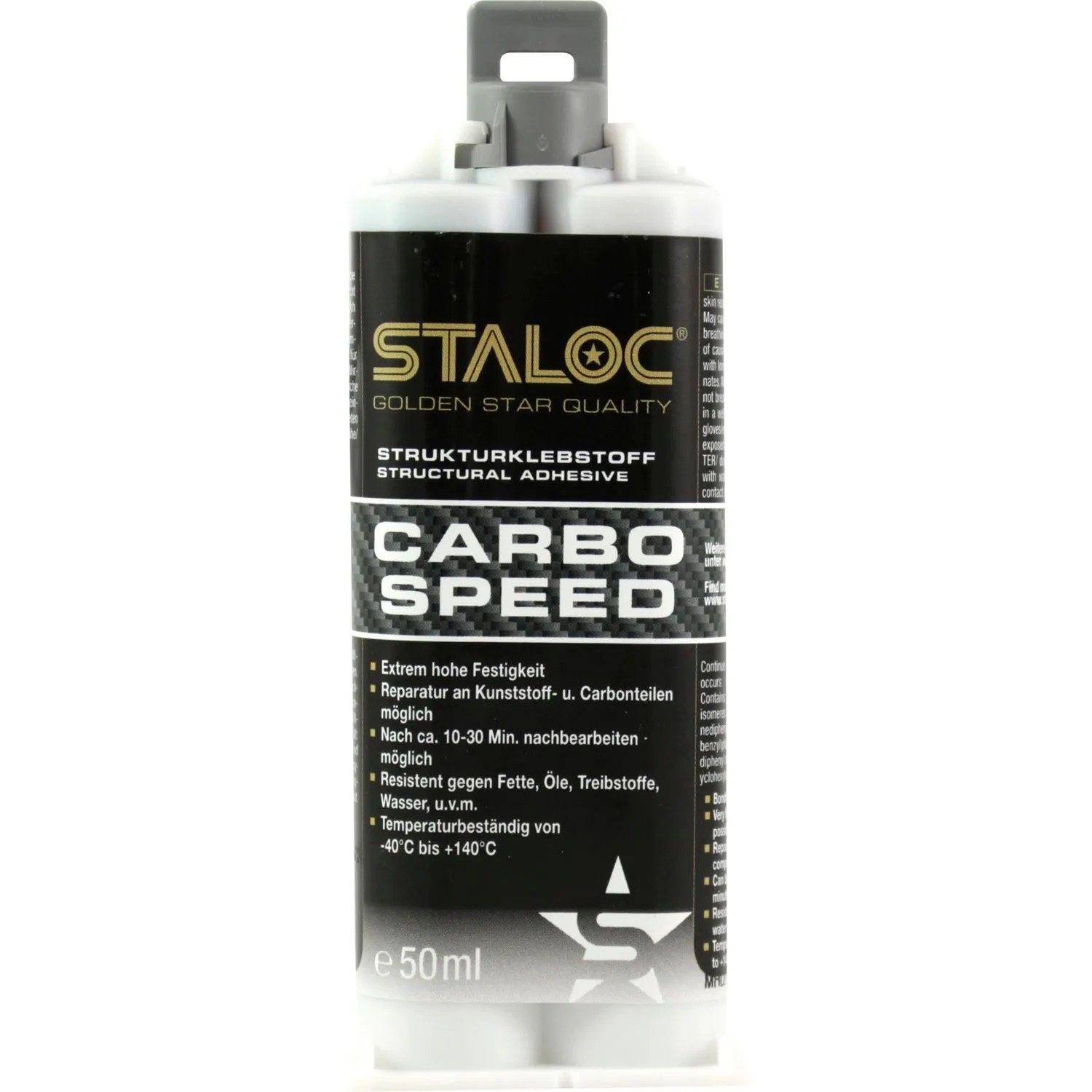 Staloc 2K-Kunststoffkleber Carbo Speed Schwarz 50 ml mit Mischer