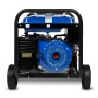 EBERTH Stromerzeuger 5500W mit Fahrwerk, E-Start und blauem 4-Takt Benzinmotor im Metallrahmen.