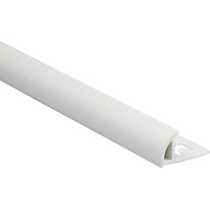 Weißes Viertelkreis-Abschlussprofil aus PVC, 8 mm x 1 m, für Fliesen.