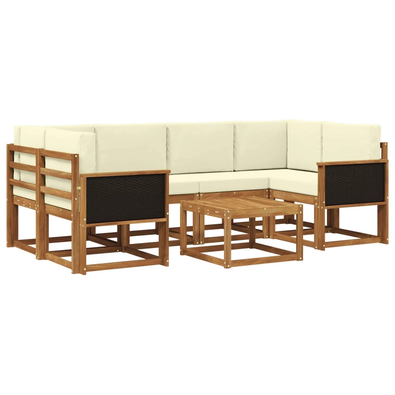 vidaXL Outdoor-Sofagarnitur mit Kissen 5 Stk Natur und Creme 3385021