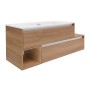Fackelmann Waschbeckenunterschrank Vita in Oak/Weiß mit zwei Schubladen und offenem Fach.