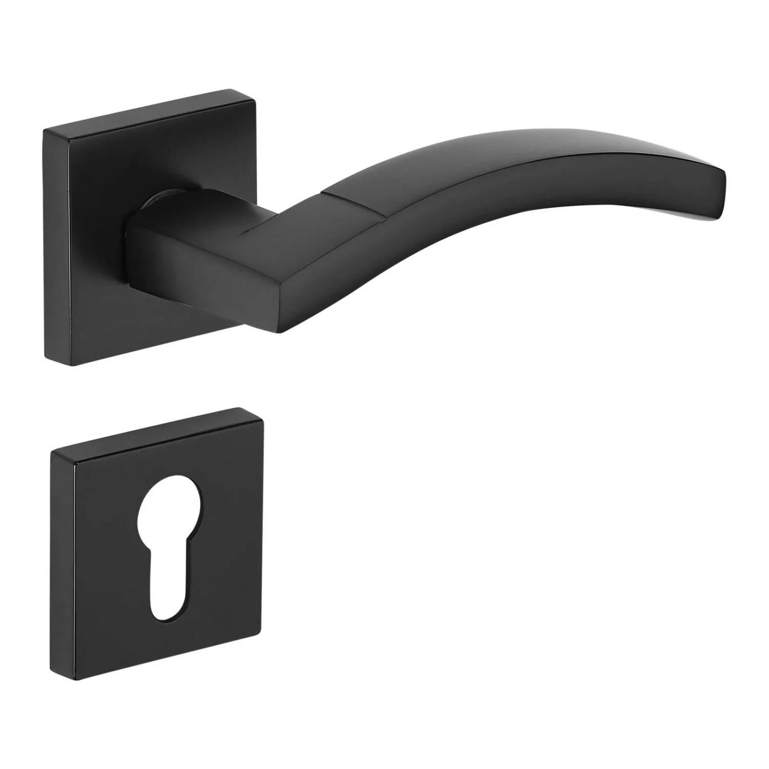 SOTECH Türdrücker INGVAR Aluguss mit Rosetten für Profilzylinder PZ Schwarz Matt inkl. Befestigungsmaterial