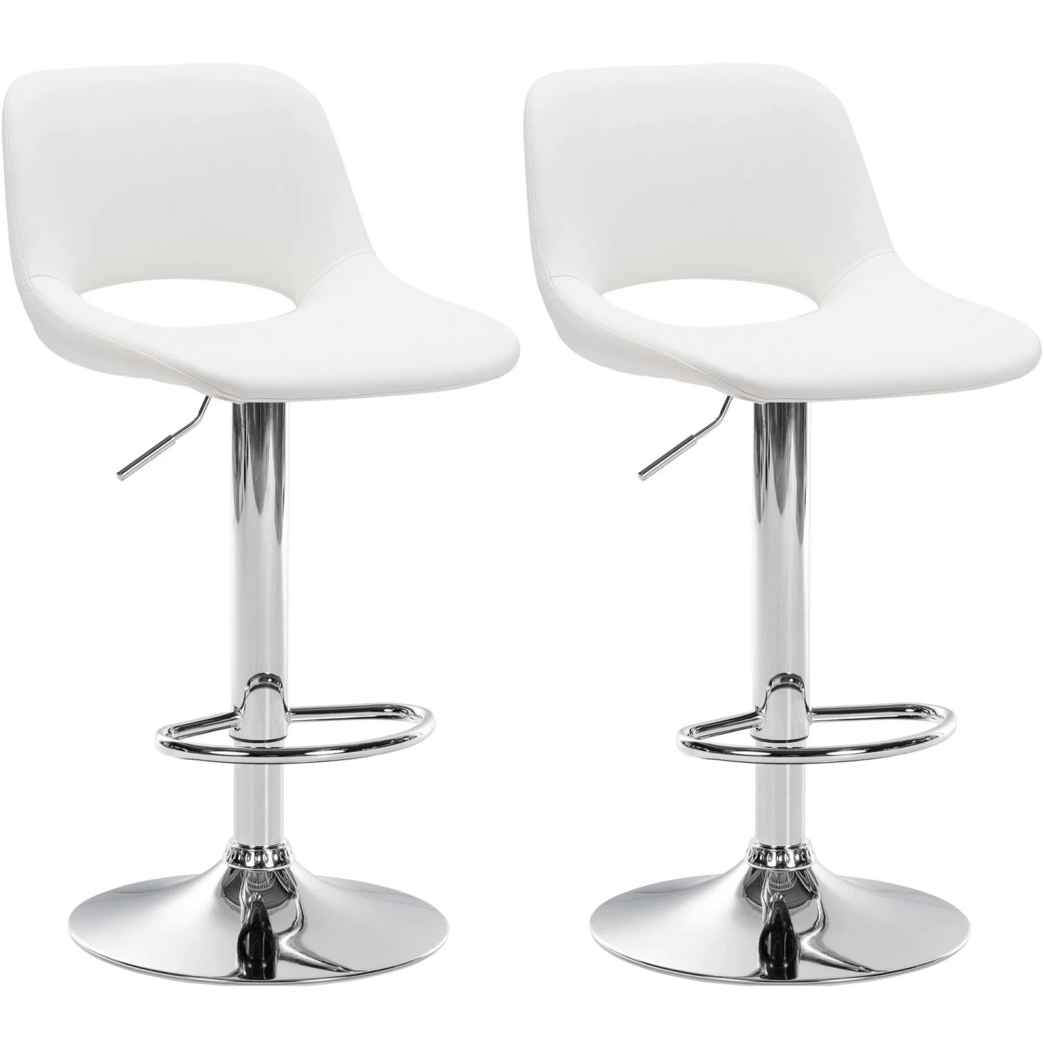 DELUKE Barhocker 2er Set JAKSON Weiß Kunstleder Chrom Barstuhl Mit Lehne Tresenhocker Tresenstuhl