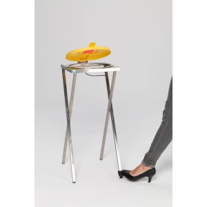 PROREGAL Robuster Scherenständer Mit Klemmring Fußpedal Für 120 Liter Sack HxBxT 90 x 40 x 45 cm Edelstahl Gelber Deckel