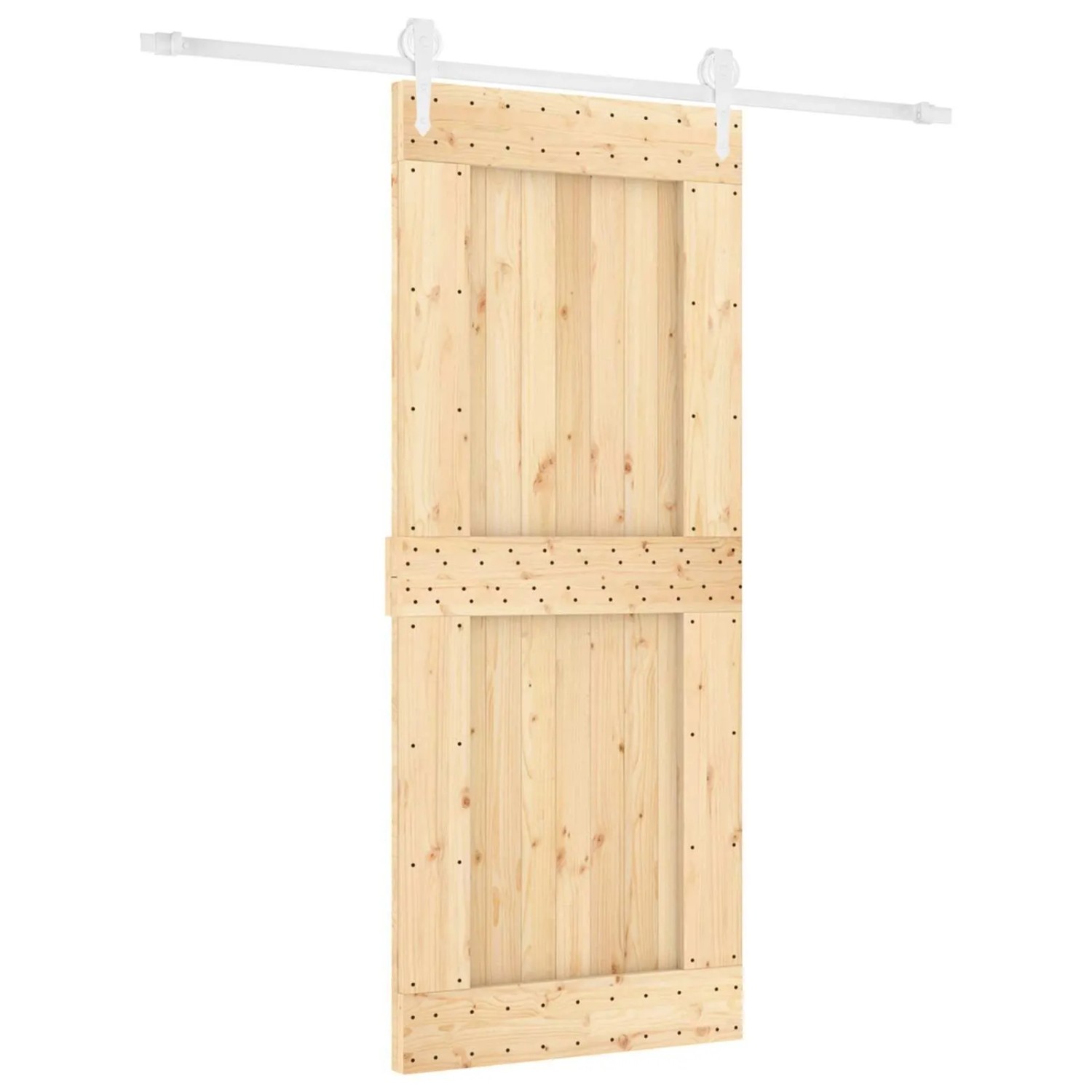vidaXL Schiebetür Natur und Weiß 85 x 210 cm Massivkiefer 3445184