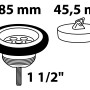 Kirchhoff Ablaufventil mit Stopfen, 47,8 mm, für Spüle. Schemazeichnung.
