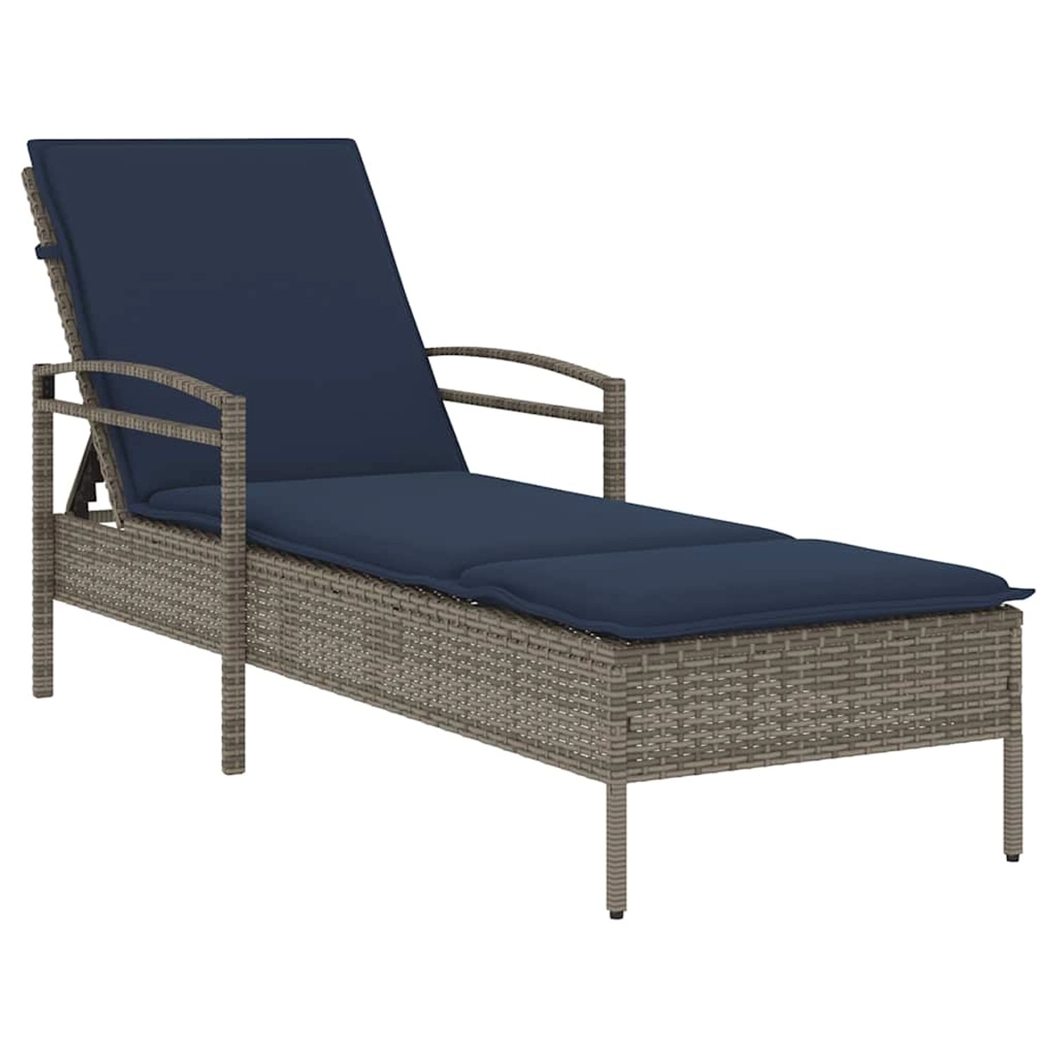 vidaXL Sonnenliege mit Kissen Grau 63 x 200 x 81 cm Poly Rattan 368305 günstig online kaufen