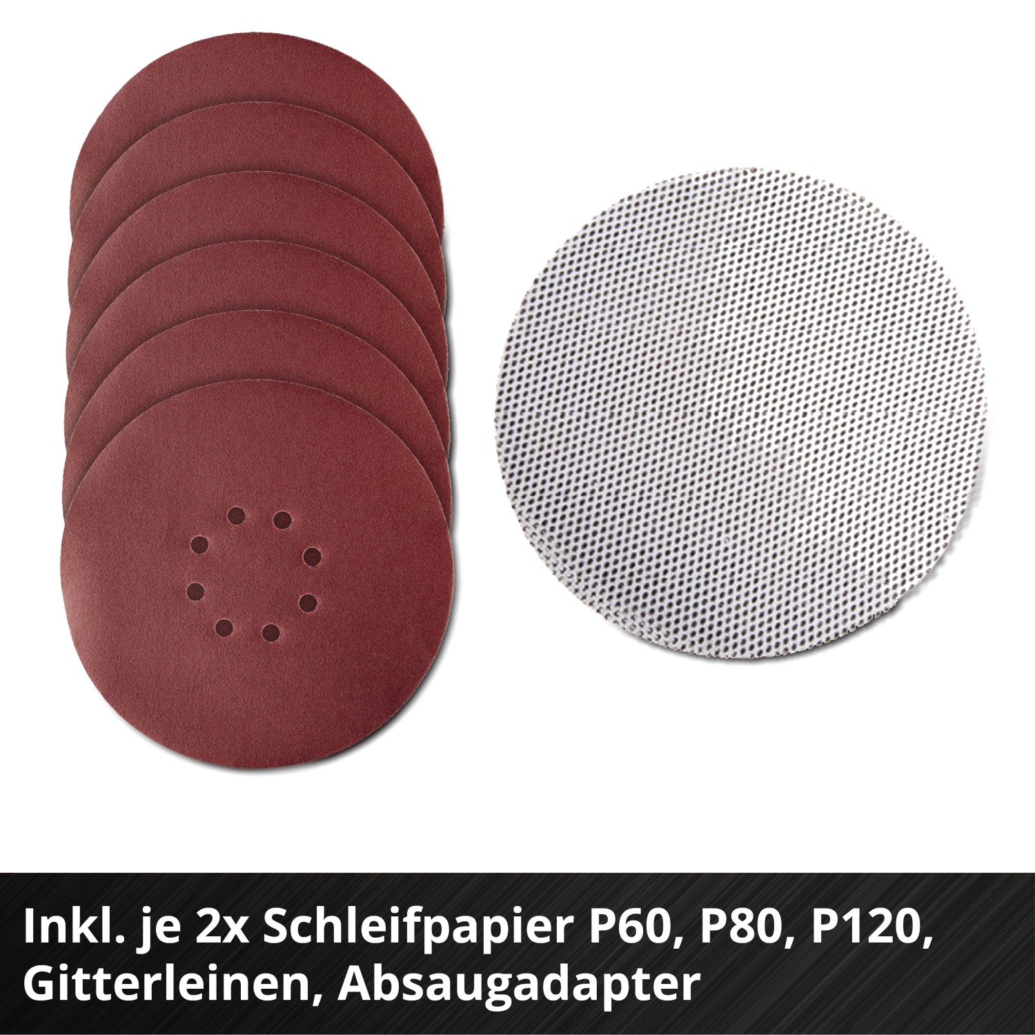 Zubehör für Einhell Trockenbauschleifer: Schleifpapier und Gitterleinen.