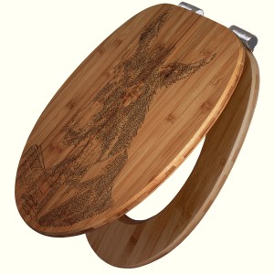 Banjado WC-Sitz aus Bambus mit Esel-Gravur und Absenkautomatik.
