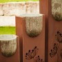 Ferrum Art Design Säulen-Set Stone, 3 Säulen in Rostoptik mit bepflanzbaren Kalkbetontöpfen. Gartendekoration.
