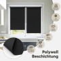 Schwarzes Seitenzugrollo von Sekey zur Verdunkelung, ohne Bohren, 80x210cm, am Fenster.