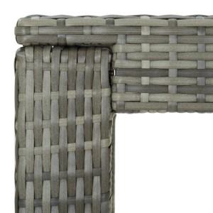 Detailaufnahme: Graues vidaXL Gartenbar-Set aus Rattan, Eckverbindung.