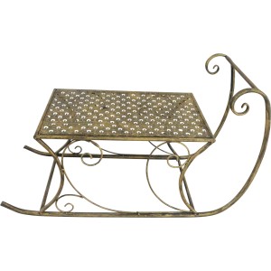 Dekorativer goldener Metallschlitten Grecia S von Boltze Home für die Weihnachtsdekoration.